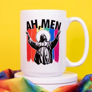 Pride Coffee Mugs 🌈 "Ah, Men" 12oz or 15oz